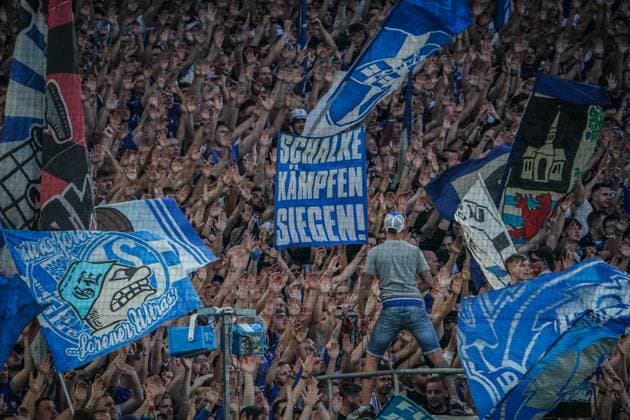 Soccer 2 Bundesliga 2023 2024, 29 Matchday, FC Schalke 04 1 FC Nürnberg Veltins Arena, Gelsenkirchen Fans, Ultras, Cheering, Motivation Gelsenkirchen Veltins Arena Germany Copyright: xJoeranxSteinsiekx