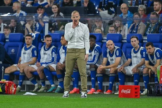 13 04 2024, Soccer, 2 Bundesliga, 29 Matchday Season 2023 2024, FC Schalke 04 1 FC Nuremberg, Coach Karel Geraerts FC Schalke 04 xRHR PHOTO TKx Copyright: RHR-FOTOx RHR-FOTO TK