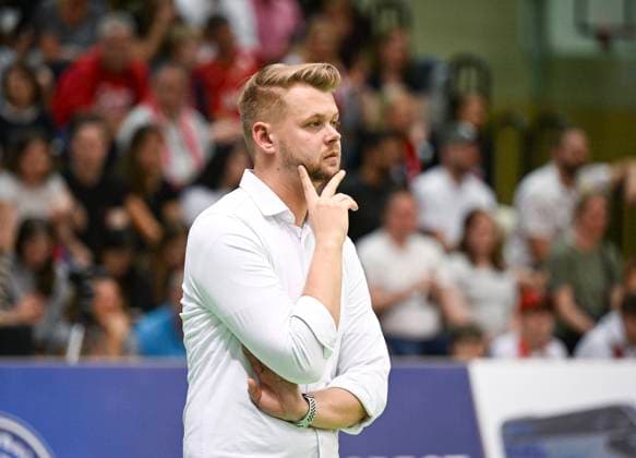 Volleyball 2 Bundesliga Season 2023 2024 TV Rottenburg TV Buehl 13 04 2024 Coach Jan Scheuermann TV Rottenburg