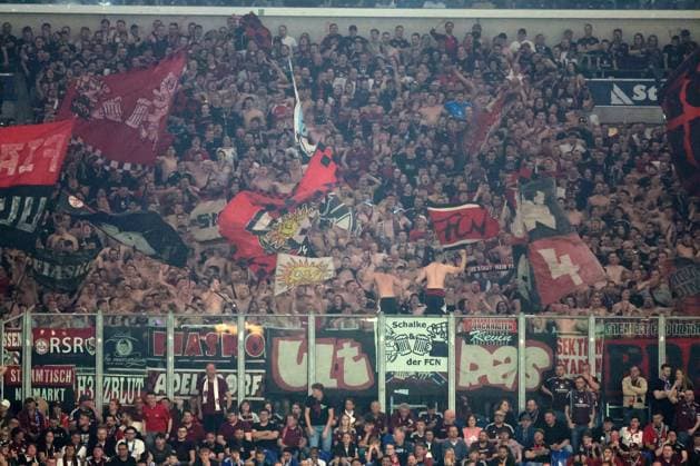 Fans of 1 FC Nuremberg at the match of the 2 BL season 2023 24 FC Schalke 04 1 FC Nuremberg Copyright Thomas Pakusch