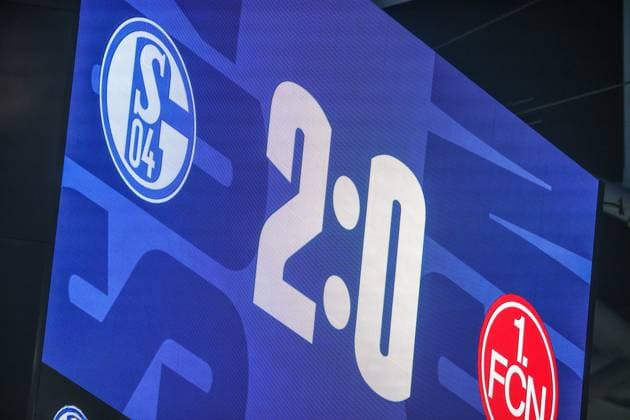 13 04 2024, Football, 2 Bundesliga, Matchday 29, Season 2023 2024, FC Schalke 04 1 FC Nuernberg, Final score on the scoreboard Gelsenkirchen Veltins Arena NRW Germany xRHR PHOTO TRx Copyright: RHR-FOTOx RHR-FOTO TR