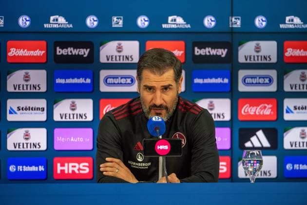 2 Soccer Bundesliga FC Schalke 04 1 FC Nürnberg 13 04 2024 Christian Fiél Coach of 1 FC Nürnberg 2 Soccer Bundesliga FC Schalke 04 1 FC Nürnberg, 29 Matchday, on 13 04 2024, Veltins Arena, Gelsenkirchen DFL REGULATIONS PROHIBIT ANY USE OF PHOTOGRAPHS AS IMAGE SEQUENCES AND OR QUASI VIDEO Copyright: xBEAUTIFULxSPORTS Erlhofx