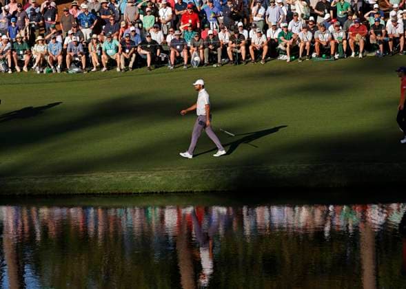 Scottie Scheffler walks to the sixteenth green during the third round of the Masters Tournament at Augusta National Golf Club in Augusta, Georgia on Saturday, April 13, 2024.  AUG20240413148 JOHNxANGELILLO