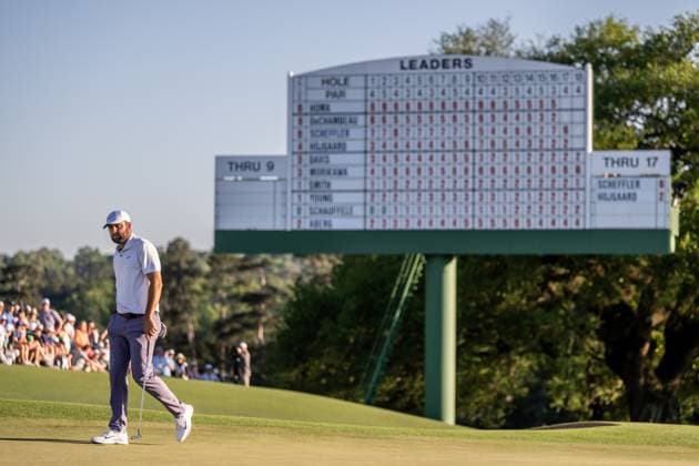 240413 Scottie Scheffler of the United States during the third round of the 2024 Masters Golf Tournament on April 13, 2024 in Augusta Photo Petter Arvidson BILDBYRAN kod PA PA0794 bbeng golf masters the masters Augusta us masters  Copyright: PETTERxARVIDSON BB240413PA131
