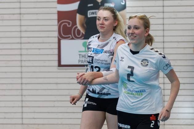 Tina De Groot Schwarz Weiss Erfurt, 12 at run-in, 13 04 2024, Erfurt Germany , Volleyball, 2 Bundesliga Women Pro, Schwarz Weiss Erfurt DSHS Snowtrex Köln xprx