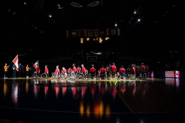 2024 IWBF Mens Repechage Kanda Iran 14 04 2024 The Canadian men during the anthem 2024 IWBF Mens Repechage Kanda Iran Azur Arena, Antibes Copyright: xBEAUTIFULxSPORTS Wunderlx