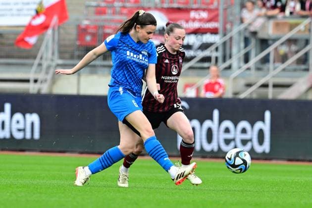 14 04 2024 Soccer Season 2023 2024 1 Womens Soccer Bundesliga 18 Matchday 1 FC Nürnberg FCN Club SGS Essen AlSch xalxscx Katharina Piljic 6, SGS Essen Vanessa Haim 19, 1 FC Nürnberg FCN