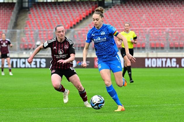 14 04 2024 Soccer Season 2023 2024 1 Womens Soccer Bundesliga 18 Matchday 1 FC Nürnberg FCN Club SGS Essen AlSch xalxscx Vanessa Haim 19, 1 FC Nürnberg FCN Jacqueline Meißner Meissner 16, SGS Essen