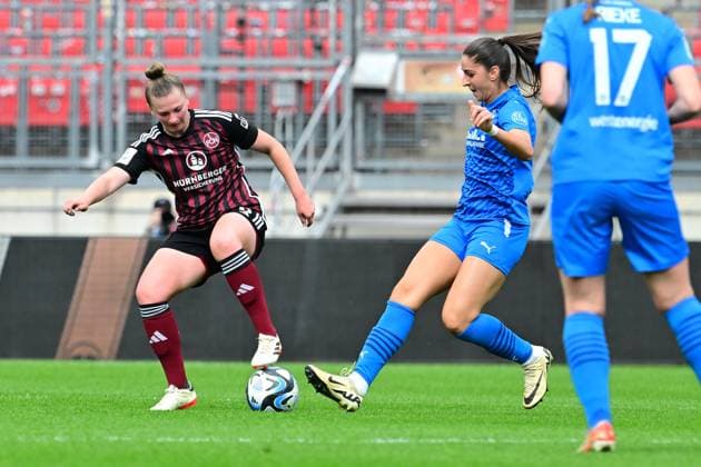 14 04 2024 Soccer Season 2023 2024 1 Womens Soccer Bundesliga 18 Matchday 1 FC Nürnberg FCN Club SGS Essen AlSch xalxscx Jessica May 6, 1 FC Nürnberg FCN Laureta Elmazi 11, SGS Essen