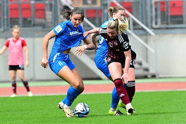 14 04 2024 Soccer Season 2023 2024 1 Womens Soccer Bundesliga 18 Matchday 1 FC Nuremberg FCN Club SGS Essen AlSch xalxscx Laureta Elmazi 11, SGS Essen Selma Magnusdottir 37, 1 FC Nuremberg FCN