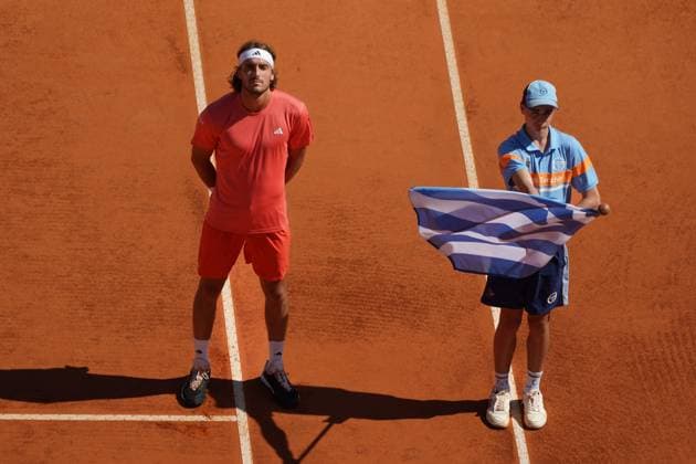 Stefanos Tsitsipas (Grece) TENNIS : Monaco Rolex Masters - Finale - Monaco - 14 04 2024 NorbertScanella Panoramic 