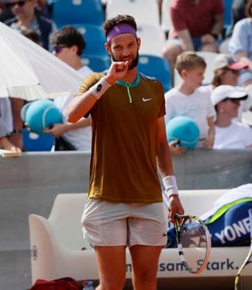 14 04 2024, ATP Tour 250, BMW Open 2024, Iphitos Munich, Tennis, Sport, in the picture Ivan Gakhov qualifies for the main round of the BMW Open 2024 and cheers