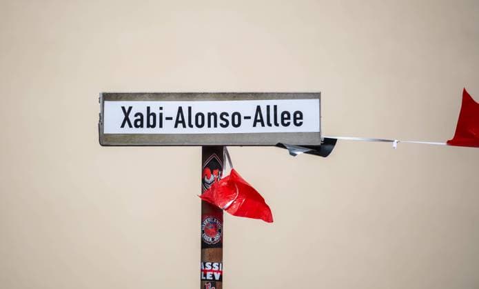 Soccer, Men, Season 2023 2024, 1 Bundesliga 29 Matchday , Bayer 04 Leverkusen SV Werder Bremen, Leverkusen fans wait for the Leverkusen team bus, Bismarckstraße was renamed Xabi Alonso Allee by fans, 14 04 2024, Copyright: xSebastianxRäppold MatthiasxKochx