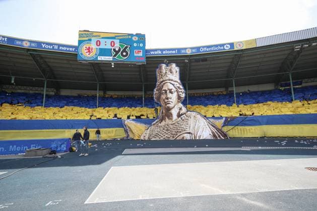 14 04 2024, xtgx, Soccer 2 Bundesliga, Soccer 2 Bundesliga, Eintracht Braunschweig Hannover 96 emspor, v l Choreography Eintracht Brausnchweig DFL DFB REGULATIONS PROHIBIT ANY USE OF PHOTOGRAPHS as IMAGE SEQUENCES and or QUASI VIDEO Braunschweig