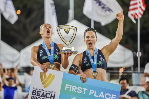 Beach volleyball, World Beach Tour in Laguna Province, winners Chenoa Christ and Anna-Lena Grüne