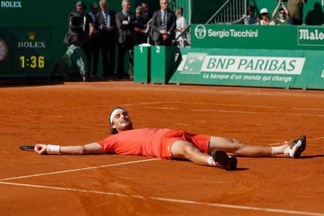 Stefanos Tsitsipas (Grece) TENNIS : Monaco Rolex Masters - Finale - Monaco - 14 04 2024 NorbertScanella Panoramic 