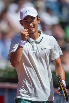 71 Barcelona Open Banc de Sabadell. Conde de Godo Trophy. Real Club de Tenis Barcelona. April 14,2024 71 Barcelona Open Banc de Sabadell. Conde de Godo Trophy. Real Club de Tenis Barcelona. April 14,2024 J. Shang celebrates during the qualifying round at the Barcelona Open Banc de Sabadell Trofeo Conde de Godo played at the Real Club de Tenis Barcelona. April 14, 2024. Barcelona ESP Copyright: xS.xRosx