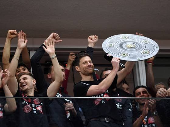 14 04 2024, Leverkusen, Germany, BayArena, Bayer 04 Leverkusen vs SV Werder Bremen 1 Bundesliga, Coach Xabier Xabi Alonso Bayer 04 Leverkusen Jubel, jubelt, jubeln Photo Ralf Treese DFB DFL REGULATIONS PROHIBIT ANY USE OF PHOTOGRAPHS AS IMAGE SEQUENCES AND OR QUASI VIDEO Leverkusen BayArena North Rhine Westphalia Germany 521_LEVBRE20240414_053 Treese-521