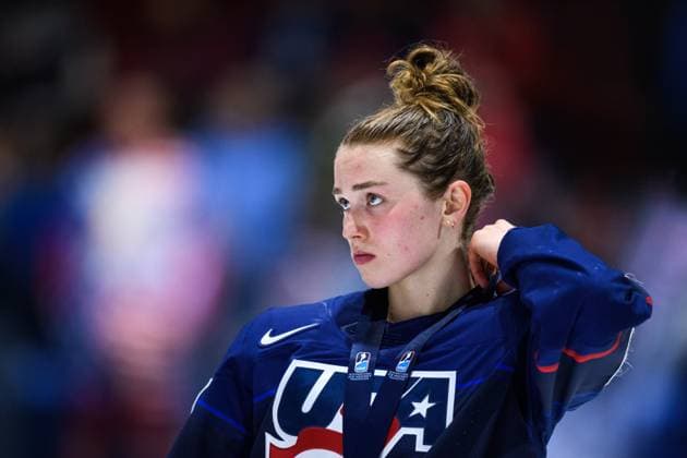 240414 Caroline Harvey of USA after the 2024 IIHF Women s World Championship final between USA and Canada on April 14, 2024 in Utica Photo Aron Broman BILDBYRAN COP 341 AM0053 ishockey ice hockey vm dam 2024 iihf womens world championship dam vm ishockey vm final usa canada kanada women bbeng depp  Copyright: ARONxBROMAN BB240414AM170
