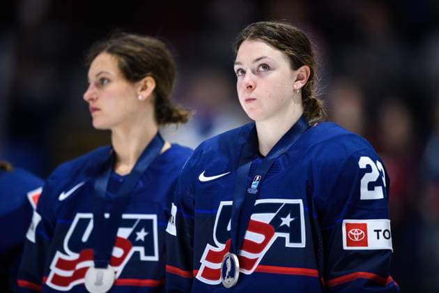 240414 Hannah Bilka of USA after the 2024 IIHF Women s World Championship final between USA and Canada on April 14, 2024 in Utica Photo Aron Broman BILDBYRAN COP 341 AM0053 ishockey ice hockey vm dam 2024 iihf womens world championship dam vm ishockey vm final usa canada kanada women bbeng depp  Copyright: ARONxBROMAN BB240414AM172