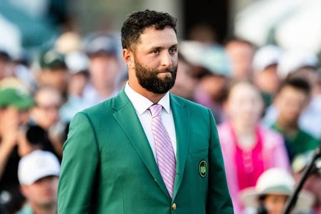 240414 Last year champion Jon Rahm of Spain during the Green Jacket Ceremony after the final round of the 2024 Masters Golf Tournament on April 14, 2024 in Augusta Photo Petter Arvidson BILDBYRAN kod PA PA0795 bbeng golf masters the masters Augusta us masters  Copyright: PETTERxARVIDSON BB240414PA264