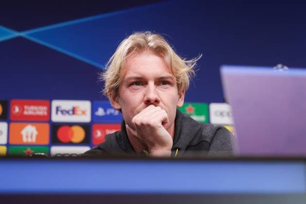 15 04 2024, Football, Season 2023 2024, UEFA Champions League, UCL, Press conference, Borussia Dortmund Atletico Madrid, Press conference with Julian Brandt Borussia Dortmund , Dortmund Signal Iduna Park NRW Germany xRHR PHOTO DEx Copyright: DennisxEwert RHR-FOTOx RHR-FOTO DE
