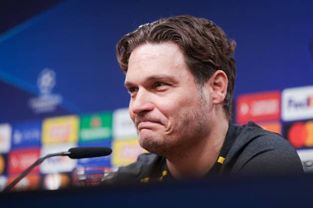 15 04 2024, Football, Season 2023 2024, UEFA Champions League, UCL, Press conference, Borussia Dortmund Atletico Madrid, Press conference with coach Edin Terzic Borussia Dortmund , Dortmund Signal Iduna Park NRW Germany xRHR PHOTO DEx Copyright: DennisxEwert RHR-FOTOx RHR-FOTO DE