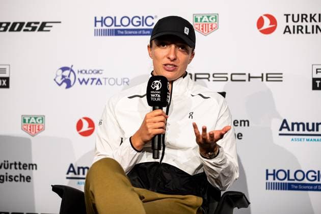 Iga Swiatek WTA Ranking 1 POL in an interview GER Porsche Tennis Grand Prix GP Stuttgart 2024, Porsche Arena, 15 04 2024 GER Porsche Tennis Grand Prix GP Stuttgart 2024 Porsche Arena, 15 04 2024 Stuttgart Copyright: xEibner-Pressefoto RogerxBuerkex EP