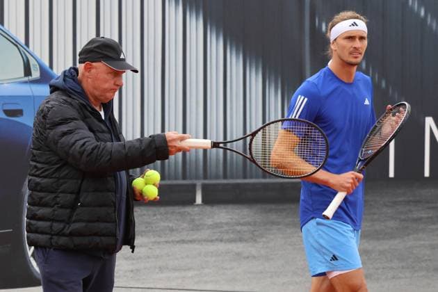Alexander Zverev and father and coach Ivan GER at training, Tennis BMW Open 2024 15 04 2004 Munich PHOTO Mladen Lackovic LakoPress