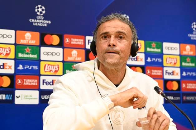 BARCELONA, SPAIN - APRIL 16 : Luis Enrique MARTINEZ GARCIA, entraineur du PSG lors de la conference de presse pour le quart de final retour de la Ligue des Champions opposant le FC Barcelona, Barca au Paris Saint Germain le 16 avril 2024 au Estadi Olimpic Lluis Companys a Barcelone, Espagne. FOOTBALL : Entrainement du Paris Saint Germain - Champions League - 15 04 2024 ValentinaClaret Panoramic 