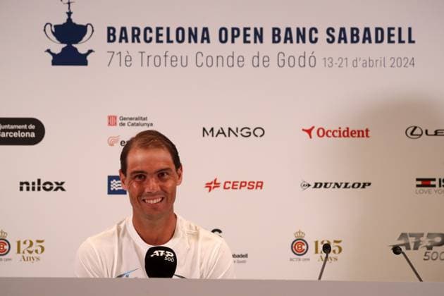 Rafa Nadal press confence at the Barcelona Open Banc Sabadell tournament Rafael Nadal is speaking at a press conference, PK, Pressekonferenz for the Barcelona Open Banc Sabadell, 71st Conde de Godo Trophy, at the Real Club de Tennis Barcelona 1899, in Barcelona, Spain, on April 15, 2024. Barcelona Barcelona Spain  Copyright: xUrbanandsportx originalFilename:urbanandsport-rafanada240415_npoO1.jpg