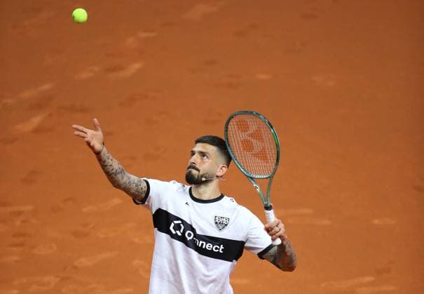15 04 2024, Germany, Stuttgart, Porsche Tennis Grand Prix 2024, Show Tournament, Doubles, Fabian Bredlow VfB