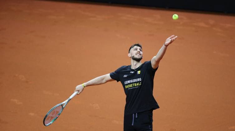 15 04 2024, Germany, Stuttgart, Porsche Tennis Grand Prix 2024, Show Tournament, Doubles, Aeneas Jung of the MHP Riesen