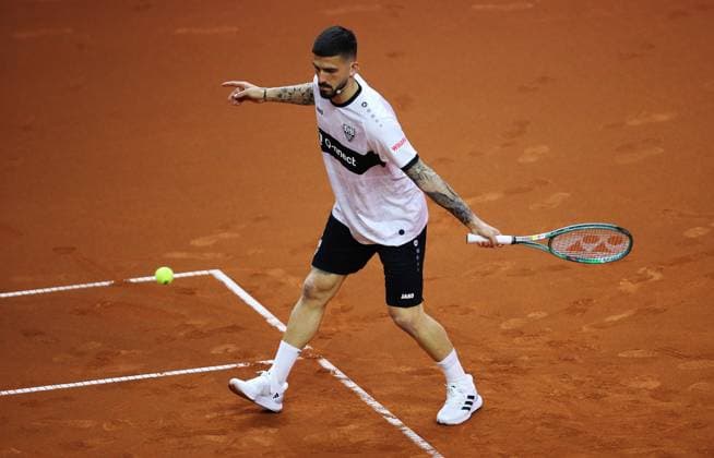 15 04 2024, Germany, Stuttgart, Porsche Tennis Grand Prix 2024, Show Tournament, Doubles, Fabian Bredlow VfB