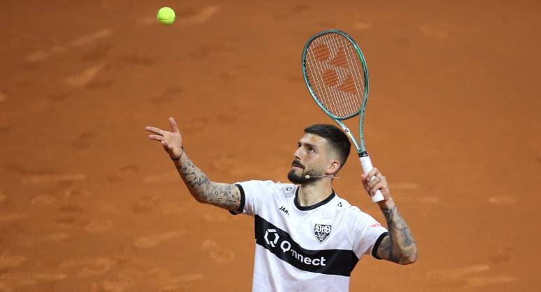 15 04 2024, Germany, Stuttgart, Porsche Tennis Grand Prix 2024, Show Tournament, Doubles, Fabian Bredlow VfB