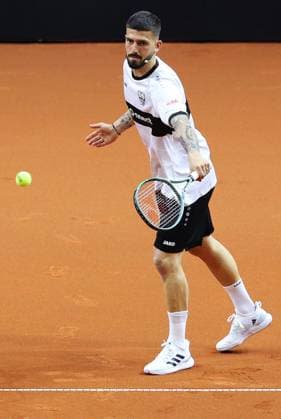 15 04 2024, Germany, Stuttgart, Porsche Tennis Grand Prix 2024, Show Tournament, Doubles, Fabian Bredlow VfB