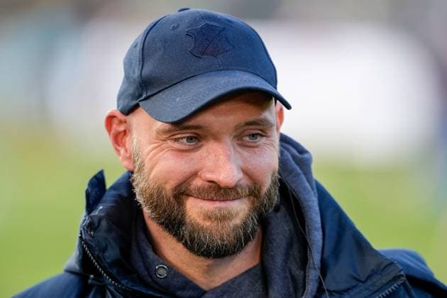 Stephan Lerch Coach, Head Coach, TSG , single image, single photo, action, action joy, rejoice, rejoicing, friendly, cheerful, happy, beaming, optimistic, 15 04 2024, Sinsheim Hoffenheim Germany , Football, Google Pixel Women Bundesliga, TSG 1899 Hoffenheim 1 FC Köln, DFB DFL REGULATIONS PROHIBIT ANY USE OF PHOTOGRAPHS AS IMAGE SEQUENCES AND OR QUASI VIDEO xozx