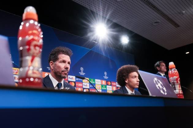 15 04 2024, Football, Season 2023 2024, UEFA Champions League, UCL, Press conference, Borussia Dortmund Atletico Madrid, Press conference with f l Coach Diego Simeone Atletico Madrid , Axel Witsel Atletico Madrid , Dortmund Signal Iduna Park NRW Germany xRHR PHOTO DEx Copyright: DennisxEwert RHR-FOTOx RHR-FOTO DE