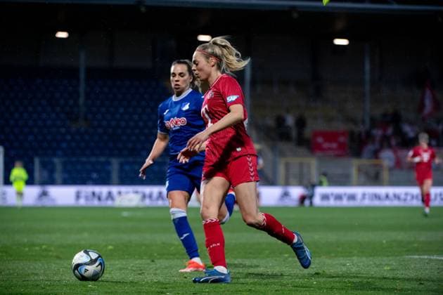 Janina Hechler FC Koeln, 28 in duel with Julia Hickelsberger TSG Hoffenheim, 18 , GER, TSG 1899 Hoffenheim vs FC Koeln, Fußball Google Pixel Frauen Bundesliga, 18 Spieltag, Saison 2023 2024, 15 04 2024 DFB regulations prohibit any use of photographs as image sequences and or quasi video GER, TSG 1899 Hoffenheim vs FC Koeln, Fussball Google Pixel Frauen Bundesliga, 18 Spieltag, Saison 2023 2024, 15 04 2024 Hoffenheim Copyright: xEibner-Pressefoto Memmlerx EP_MMR