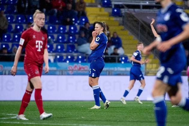 Melissa Koessler TSG Hoffenheim, 25 aergert sich über eine vergebene Torchance, GER, TSG 1899 Hoffenheim vs FC Koeln, Fussball Google Pixel Frauen Bundesliga, 18 Spieltag, Saison 2023 2024, 15 04 2024 DFB regulations prohibit any use of photographs as image sequences and or quasi video GER, TSG 1899 Hoffenheim vs FC Koeln, Fussball Google Pixel Frauen Bundesliga, 18 Spieltag, Saison 2023 2024, 15 04 2024 Hoffenheim Copyright: xEibner-Pressefoto Memmlerx EP_MMR