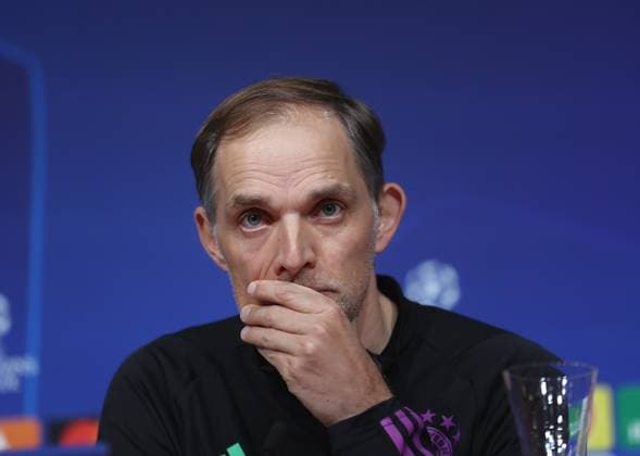 Munich, Germany 16 April 2024 Football, Men, UEFA Champions League, Season 2023 2024, FC Bayern Munich, Press conference Here in the picture Thomas Tuchel, Coach FC Bayern Munich at the press conference