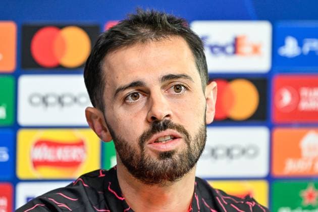Manchester City Champions League press conference, PK, Pressekonferenz Bernardo Silva of Manchester City during the Manchester City Champions League press Conference at Joie Stadium, Manchester, United Kingdom, 16th April 2024 (Photo by Cody Froggatt News Images) Copyright: xCodyxFroggatt NewsxImagesx