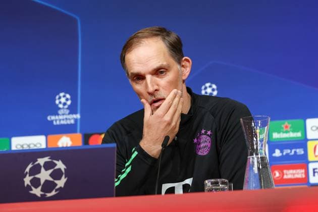 Thomas Tuchel FC Bayern Muenchen, Head coach at the press conference, International press conference, FC Bayern Muenchen, Football, UEFA Champions League, Quarter-final second leg, Season 23 24, 16 04 2024, International press conference, FC Bayern Muenchen, Football, UEFA Champions League, Quarter-final second leg, Season 23 24, 16 04 2024 Muenchen Copyright: xEibner-Pressefoto JennixMaulx EP_JML