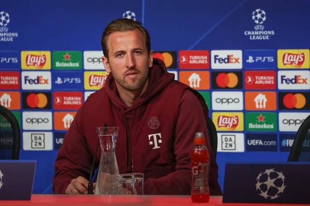 Harry Kane FC Bayern Muenchen, 09 at the press conference, International Press Conference, FC Bayern Muenchen, Football, UEFA Champions League, Quarter-final second leg, Season 23 24, 16 04 2024, International Press Conference, FC Bayern Muenchen, Football, UEFA Champions League, Quarter-final second leg, Season 23 24, 16 04 2024 Muenchen Copyright: xEibner-Pressefoto JennixMaulx EP_JML