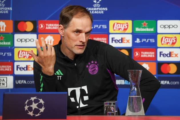 Thomas Tuchel FC Bayern Muenchen, Head coach at the press conference, International press conference, FC Bayern Muenchen, Football, UEFA Champions League, Quarter-final second leg, Season 23 24, 16 04 2024, International press conference, FC Bayern Muenchen, Football, UEFA Champions League, Quarter-final second leg, Season 23 24, 16 04 2024 Muenchen Copyright: xEibner-Pressefoto JennixMaulx EP_JML