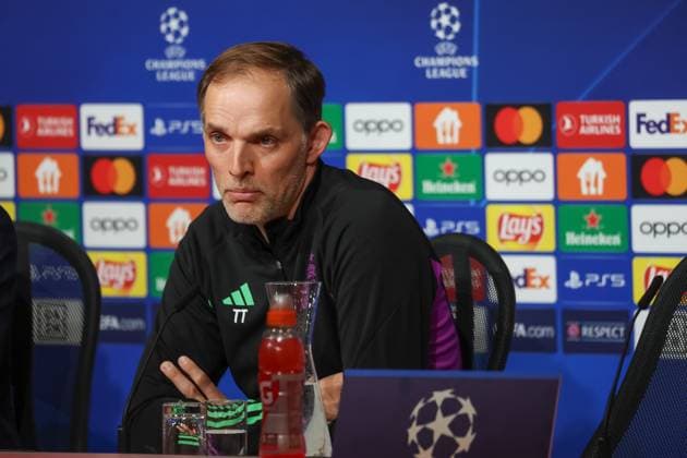 Thomas Tuchel FC Bayern Muenchen, Head coach at the press conference, International press conference, FC Bayern Muenchen, Football, UEFA Champions League, Quarter-final second leg, Season 23 24, 16 04 2024, International press conference, FC Bayern Muenchen, Football, UEFA Champions League, Quarter-final second leg, Season 23 24, 16 04 2024 Muenchen Copyright: xEibner-Pressefoto JennixMaulx EP_JML