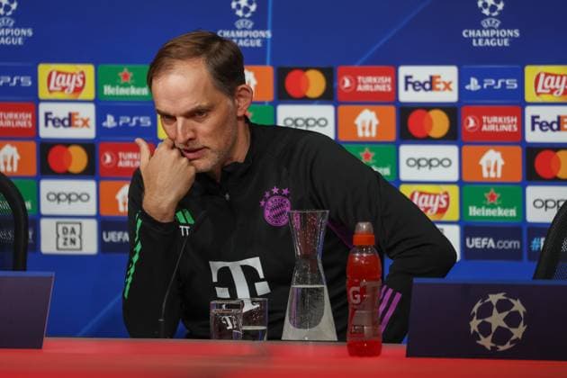 Thomas Tuchel FC Bayern Muenchen, Head coach at the press conference, International press conference, FC Bayern Muenchen, Football, UEFA Champions League, Quarter-final second leg, Season 23 24, 16 04 2024, International press conference, FC Bayern Muenchen, Football, UEFA Champions League, Quarter-final second leg, Season 23 24, 16 04 2024 Muenchen Copyright: xEibner-Pressefoto JennixMaulx EP_JML