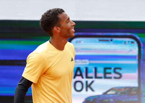 Felix Auger Aliassime CAN cheers after the win, jubilation, joy, emotion Tennis BMW Open 2024 ATP MTTC Iphitos Munich Germany April 16, 2024 Copyright: xJuergenxHasenkopfx