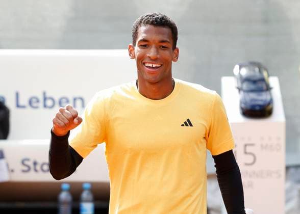 Felix Auger Aliassime CAN cheers after the win, jubilation, joy, emotion Tennis BMW Open 2024 ATP MTTC Iphitos Munich Germany April 16, 2024 Copyright: xJuergenxHasenkopfx