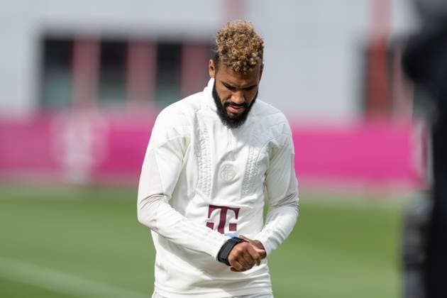 Eric Maxim Choupo Moting 13 FC Bayern Muenchen , final training before the UEFA Champions League match against FC Arsenal, season 2023 2024 at Saebener Strasse 16 04 2024 DFB regulations prohibit any use of photographs as image sequences and or quasi video Muenchen Bayern Germany Copyright: xkolbert-press UlrichxGamelx